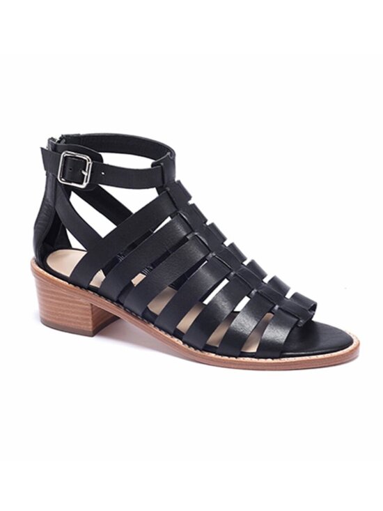 Loeffler Randall Shoes - Loeffler Randall Rooney Black Leather Fisherman Heeled Sandals sz 9 Buckle 90s